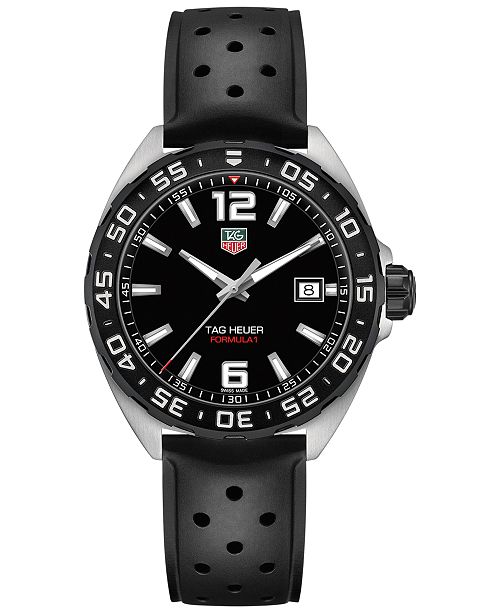 Tag Heuer Men S Swiss Formula 1 Black Rubber Strap Watch 41mm Reviews Watches Jewelry Watches Macy S