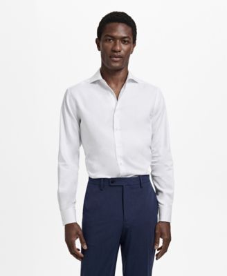 Мужская хлопчатобумажная приталенная рубашка Mango из хлопка