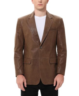 Мужской классический блейзер из потертой кожи на двух пуговицах от BGSD Men's