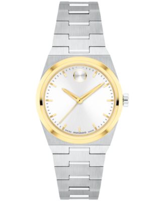 Женские швейцарские кварцевые двухцветные часы Movado Bold Quest из нержавеющей стали, 28 мм