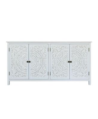 60" Белый акцентный шкаф для хранения вещей с 4 дверцами