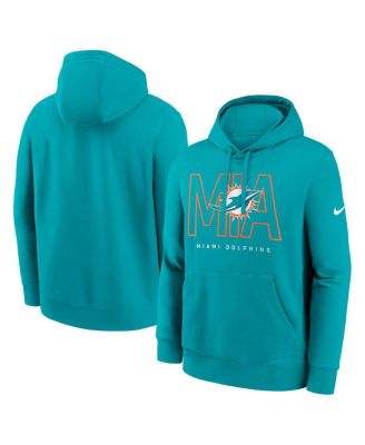 Флисовый пуловер с капюшоном Nike Men's Aqua Miami Dolphins с надписью Play Club