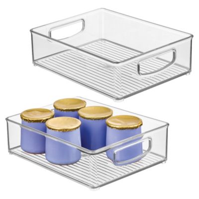 Пластиковая складная корзина для хранения IDesign с ручками, набор из 2 штук, прозрачная, Сделано в США