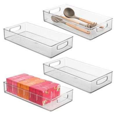 Выдвижной ящик для хранения в кладовой IDesign с ручками, набор из 4 штук, прозрачный