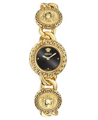 Женские швейцарские часы-браслет Versace La Greca Stud Icon с позолоченным ионным покрытием, 28 мм