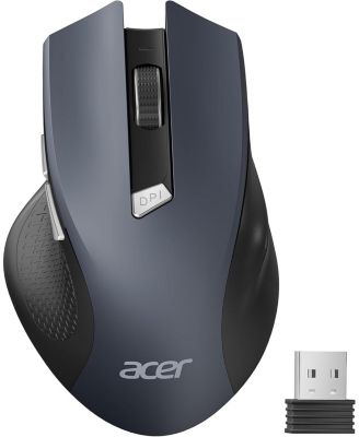 Беспроводная мышь Acer для ноутбука, Компьютерная мышь с частотой 2,4 ГГц, 3 регулируемыми точками на дюйм, 6 кнопками, USB-приемником (1600 точек на дюйм, совместима с ПК, ноутбуком, настольным компьютером), черная