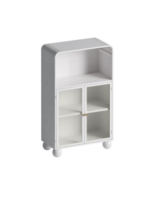 sumyeg 45.28" Отдельно стоящий напольный шкафчик для ванной комнаты со стеклянной дверцей и открытыми полками для хранения