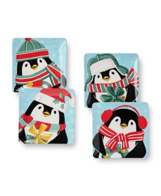 Сертифицированные международные десертные тарелки Christmas Whimsy Penguin, набор из 4 штук