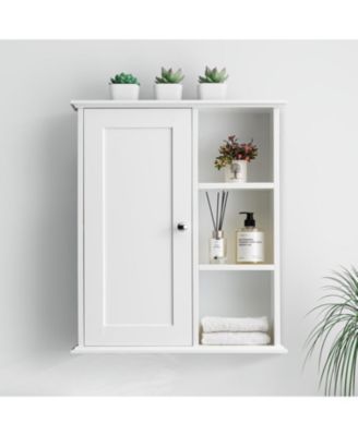 Белый настенный шкаф для хранения вещей VANIRROR над ванной комнатой, компактный органайзер для аптечек для ванной комнаты, прачечной и кухни
