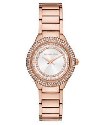 Женские часы Michael Kors Sylvia с тремя стрелками из нержавеющей стали цвета розового золота, 33 мм