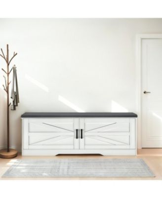 Скамья для хранения в фермерском доме Streamdale Furniture с мягким сиденьем и амбарными дверями