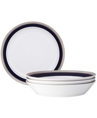 Noritake Crestwood Cobalt Platinum Набор из 4 обеденных тарелок-купе, 9-3/4 дюйма, 43 унции.