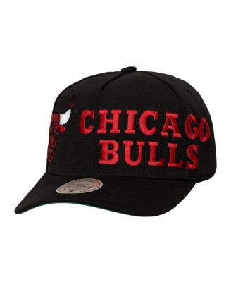Мужская черная шляпа Mitchell & Ness с логотипом Chicago Bulls и надписью Wordmark Wrap-Around Pro, регулируемая по размеру, черная