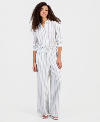 Широкие брюки из льняной смеси Hippie Rose Juniors белого цвета