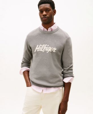 Мужской свитер с круглым вырезом и логотипом Tommy Hilfiger в стиле Интарсия