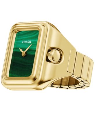 Женские часы Fossil Raquel с двумя стрелками, позолоченные часы из нержавеющей стали, кольцо, 14 мм