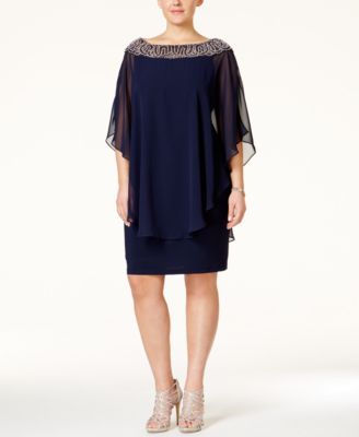 chiffon cape dress plus size