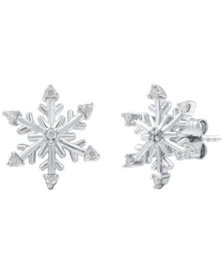 Серьги Macy's с бриллиантами 0,10 кт в серебре