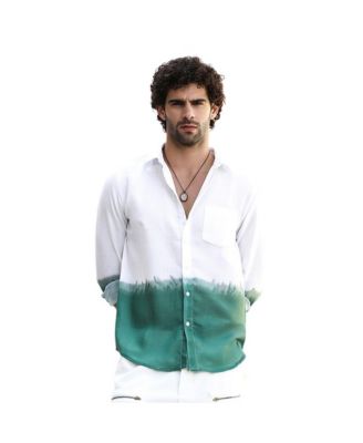 Мужская обычная рубашка Campus Sutra изумрудно-зеленого цвета с глубоким вырезом и эффектом омбре