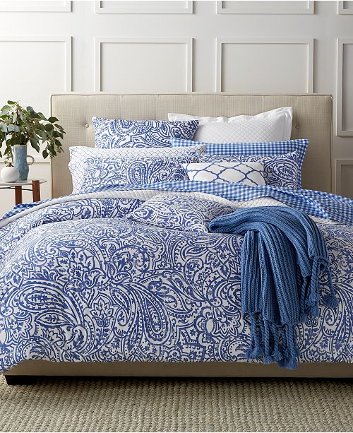 Charter Club Paisley Denim 3 Piece Comforter Sets Created For Macy S Reviews Bedding Collections Bed Bath Macy S