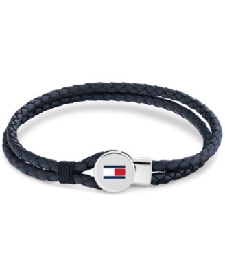 Мужская модель Tommy Hilfiger из синей кожи с плетеным браслетом из нержавеющей стали