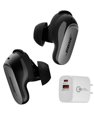 Ультра беспроводные наушники Bose QuietComfort 2-го поколения с шумоподавлением + 2-портовое настенное зарядное устройство мощностью 20 Вт, черный