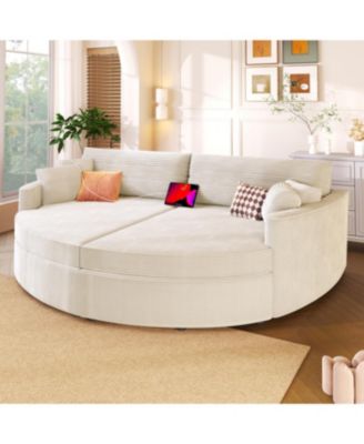 Streamdale Furniture Большой двуспальный диван-шезлонг 102.3" Диван-кровать с USB-портами, Бежевый