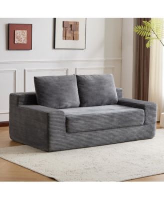 Мебель Streamdale Диван-кровать из темно-серого вельвета Streamdale Loveseat с реверсивными подушками
