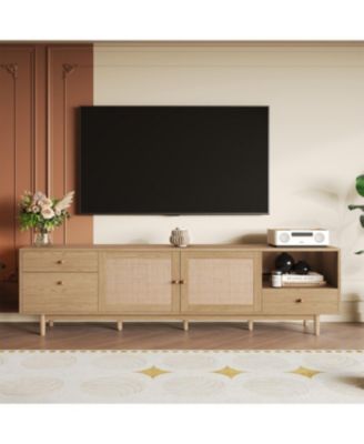 Подставка под телевизор Streamdale Furniture Boho для телевизоров с диагональю экрана 65-85 дюймов, Развлекательный центр с ящиками для хранения