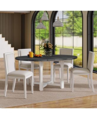 Круглый обеденный гарнитур Streamdale Furniture, состоящий из 5 предметов, с мягкими стульями