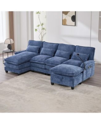 Мебель Streamdale Streamdale 106" U-образный секционный диван Cloud Couch, синель, Пуфик и подушки