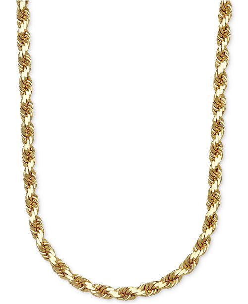 Italian Gold 3 1 3mm Rope Chain 24 Necklace In Solid 14k Gold Reviews Necklaces Jewelry Watches Macy S