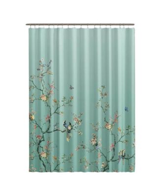 Slickblue 72-дюймовая Бирюзово-зеленая занавеска для душа с цветочным рисунком дерева и птицы