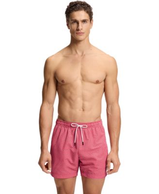 Мужские быстросохнущие плавательные шорты BOSS by Hugo Boss с микро-принтом, красные