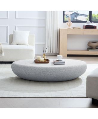 Эллиптический журнальный столик из стекловолокна Streamdale Furniture для гостиной, винтажный матовый каменный стол