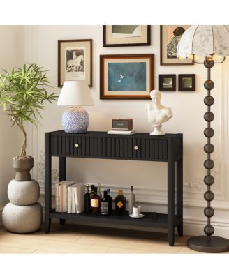 Консольный столик Streamdale Furniture с выдвижными ящиками, узкий деревянный диванный столик с акцентом, черный
