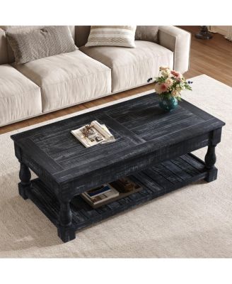 Журнальный столик Streamdale Furniture Farmhouse с подъемной столешницей для хранения - Выветрившаяся отделка черного цвета