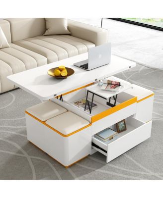 Журнальный столик Streamdale Furniture с подъемной столешницей, табуретками для хранения вещей и складной столешницей