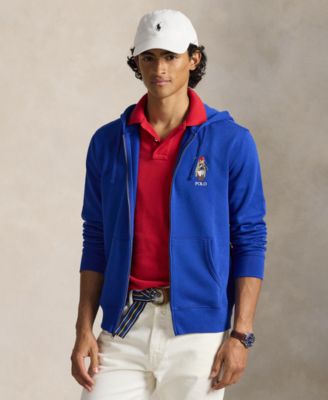 Мужская толстовка Polo Ralph Lauren с капюшоном в виде медведя на молнии, синяя