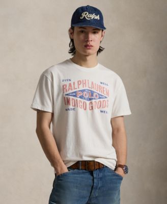 Мужская футболка Polo Ralph Lauren из джерси классического кроя с графическим рисунком цвета слоновой кости/кремовый