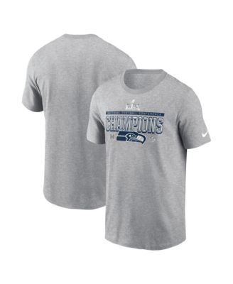 Мужская футболка Nike Heather Gray Seattle Seahawks 2025 NFC Conference Champs из коллекции трофеев для раздевалок Nike.