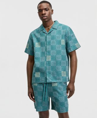 Мужская рубашка в клетку свободного кроя с коротким рукавом Mode of One, эксклюзивная модель Macy's