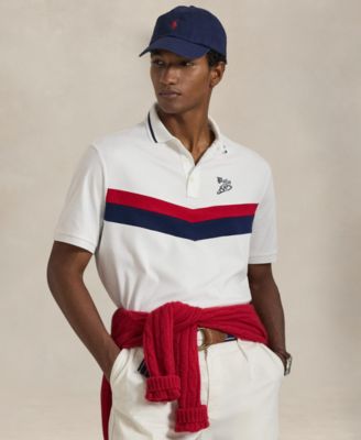 Мужская рубашка поло классического покроя с вышитым логотипом Polo Ralph Lauren белого цвета