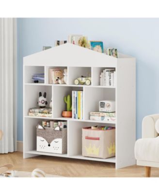 детская книжная полка gaomon 9-Cubby - Деревянный органайзер для хранения игрушек, книжный шкаф для малышей и полка для игровых домиков для мальчиков и девочек