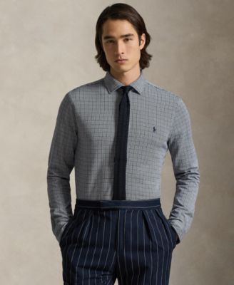 Мужская рубашка Polo Ralph Lauren в клетку Glen с отложным воротником синего цвета