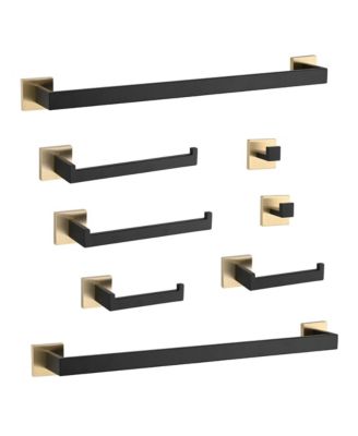 Набор аксессуаров для ванной комнаты RAINSKEN из 8 предметов, Держатель для банных полотенец из нержавеющей стали, Квадратная настенная вешалка для полотенец, Вешалка для полотенец для ванной комнаты