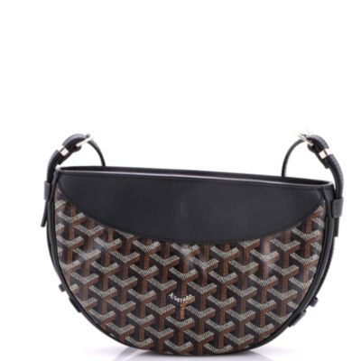 Бывшая в употреблении сумка через плечо Goyard Hirondelle из холста и кожи черного цвета с покрытием