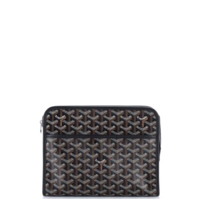Бывшая в употреблении сумка для туалетных принадлежностей Goyard MM Jouvence из холста с покрытием черного цвета