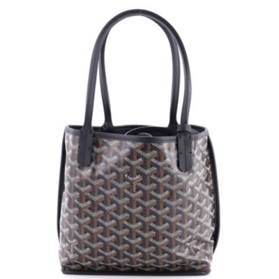 Бывшая в употреблении реверсивная сумка Goyard Mini Anjou из холста с покрытием черного цвета