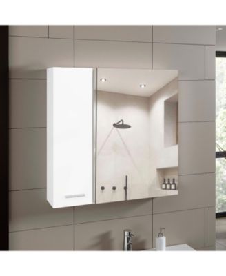 Аптечка FM FURNITURE Kenya, Зеркало, Двойная дверца, Четыре внутренние полки белого цвета
